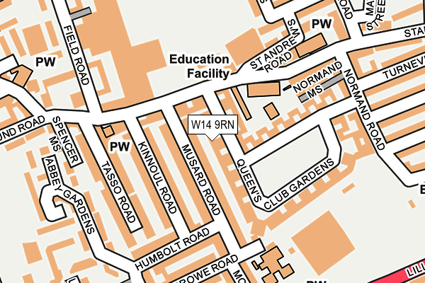 W14 9RN map - OS OpenMap – Local (Ordnance Survey)