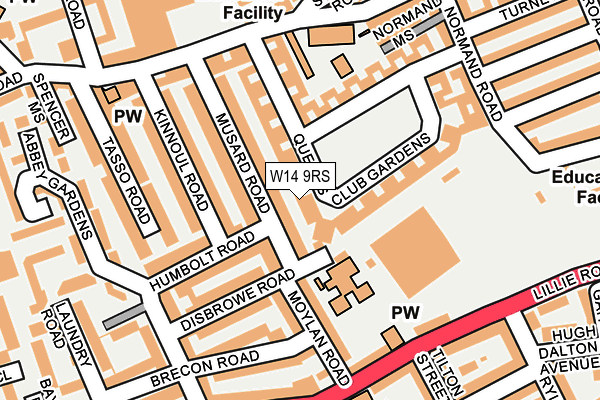 W14 9RS map - OS OpenMap – Local (Ordnance Survey)