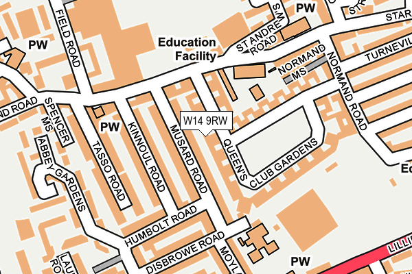 W14 9RW map - OS OpenMap – Local (Ordnance Survey)