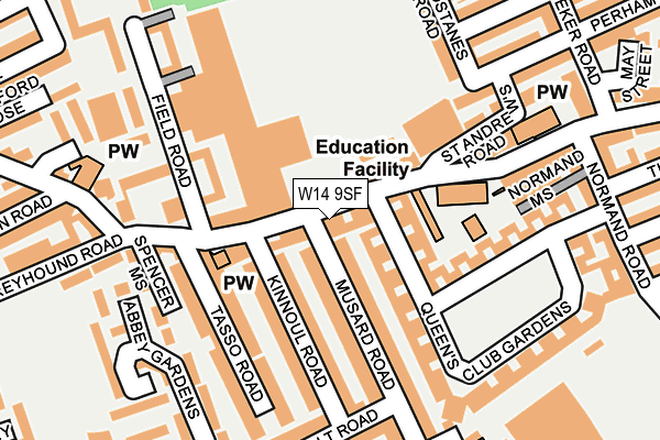 W14 9SF map - OS OpenMap – Local (Ordnance Survey)