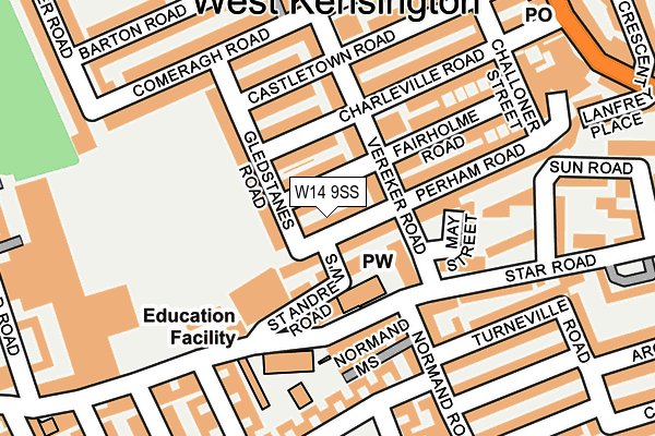 W14 9SS map - OS OpenMap – Local (Ordnance Survey)