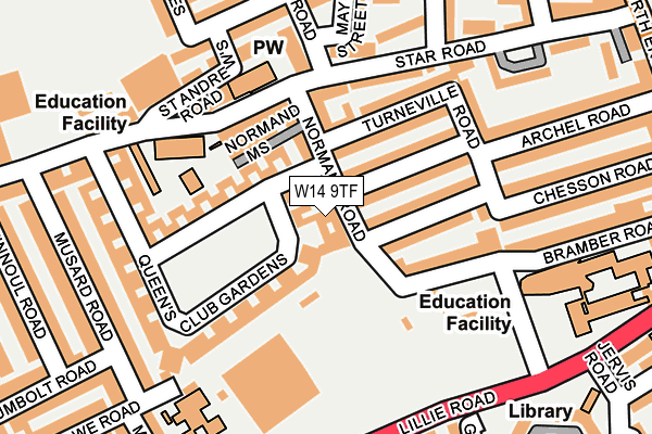 W14 9TF map - OS OpenMap – Local (Ordnance Survey)