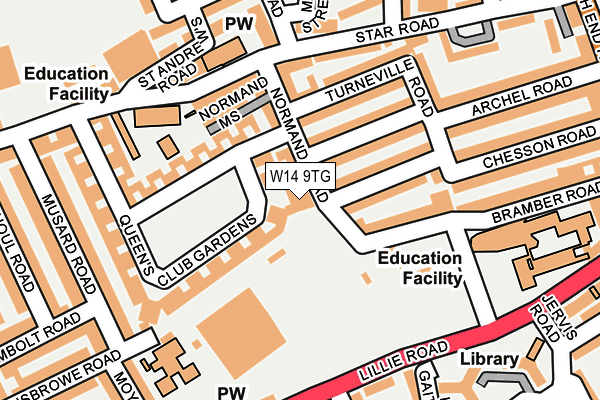 W14 9TG map - OS OpenMap – Local (Ordnance Survey)