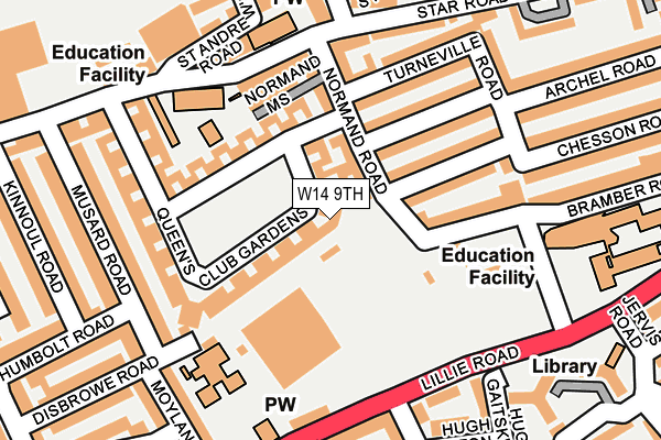 W14 9TH map - OS OpenMap – Local (Ordnance Survey)