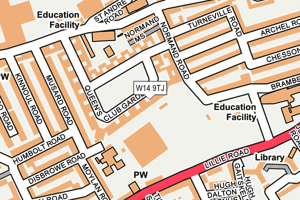 W14 9TJ map - OS OpenMap – Local (Ordnance Survey)