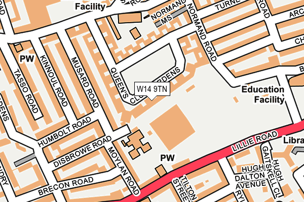 W14 9TN map - OS OpenMap – Local (Ordnance Survey)