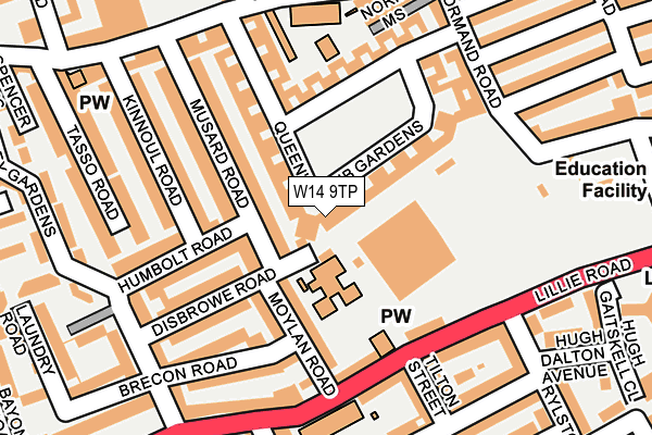 W14 9TP map - OS OpenMap – Local (Ordnance Survey)