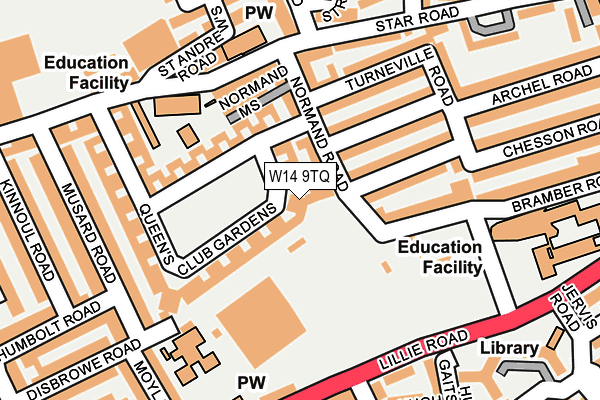 W14 9TQ map - OS OpenMap – Local (Ordnance Survey)