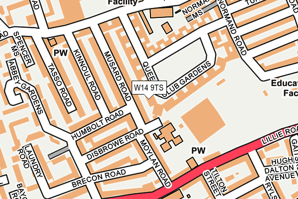 W14 9TS map - OS OpenMap – Local (Ordnance Survey)