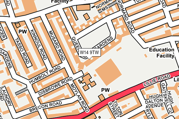 W14 9TW map - OS OpenMap – Local (Ordnance Survey)