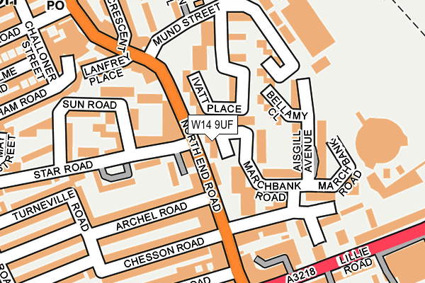 W14 9UF map - OS OpenMap – Local (Ordnance Survey)