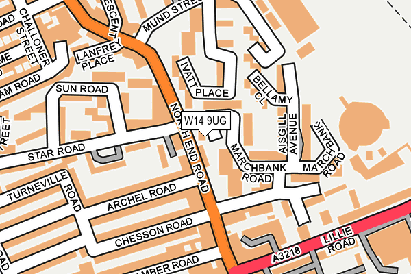 W14 9UG map - OS OpenMap – Local (Ordnance Survey)