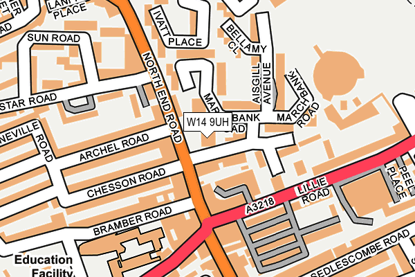 W14 9UH map - OS OpenMap – Local (Ordnance Survey)