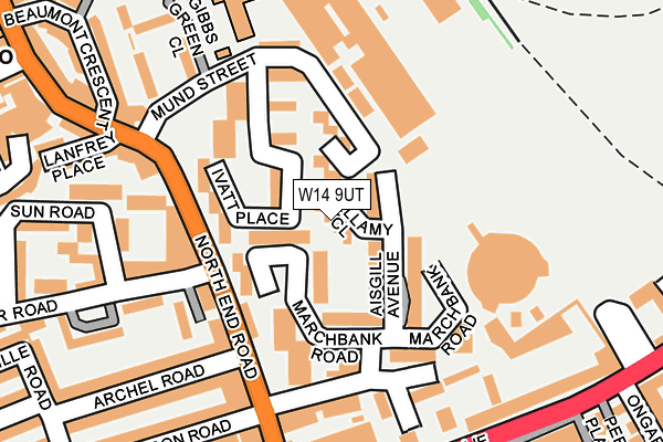 W14 9UT map - OS OpenMap – Local (Ordnance Survey)