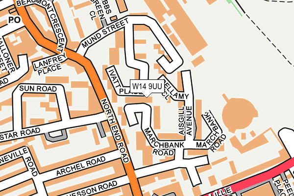 W14 9UU map - OS OpenMap – Local (Ordnance Survey)