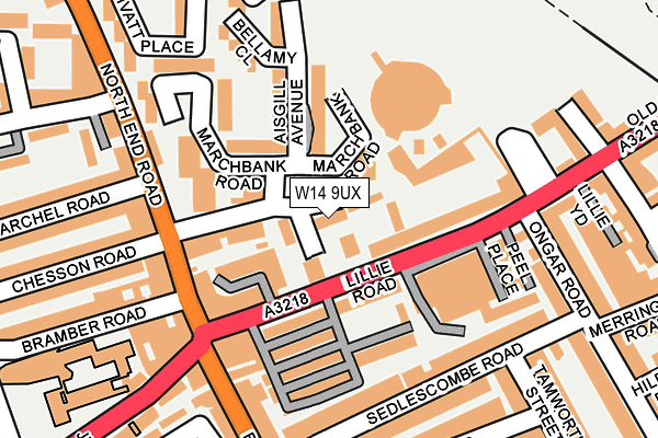 W14 9UX map - OS OpenMap – Local (Ordnance Survey)