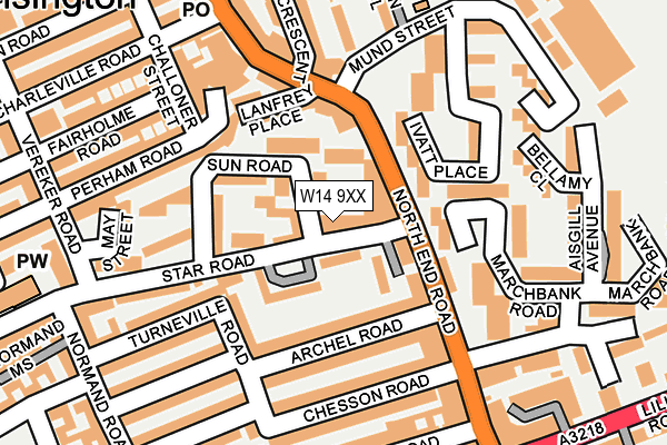 W14 9XX map - OS OpenMap – Local (Ordnance Survey)
