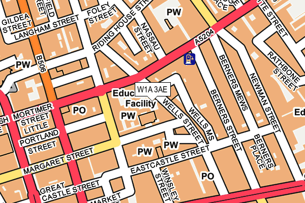 W1A 3AE map - OS OpenMap – Local (Ordnance Survey)