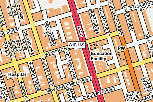 W1B 1AS map - OS OpenMap – Local (Ordnance Survey)