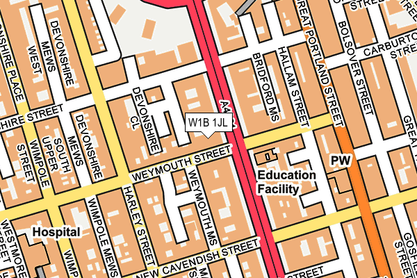 W1B 1JL map - OS OpenMap – Local (Ordnance Survey)