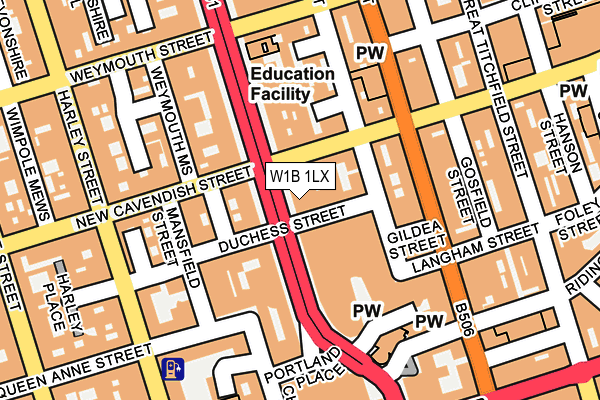 W1B 1LX map - OS OpenMap – Local (Ordnance Survey)