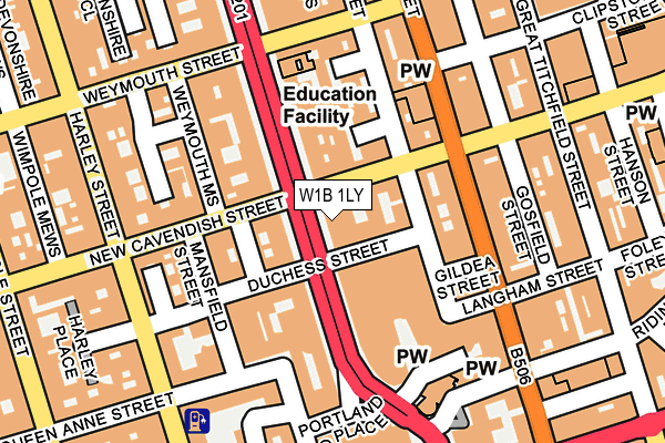 W1B 1LY map - OS OpenMap – Local (Ordnance Survey)