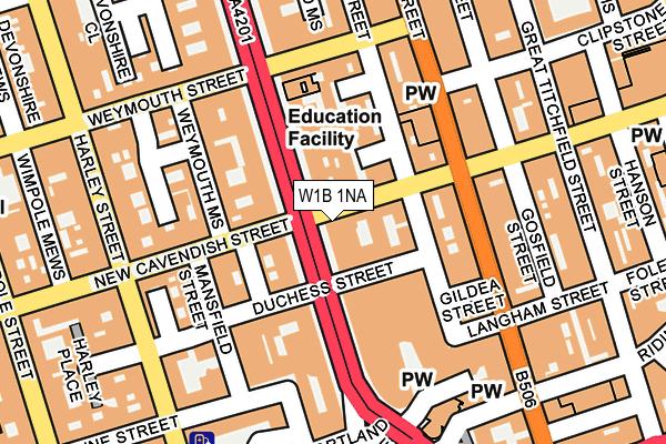 W1B 1NA map - OS OpenMap – Local (Ordnance Survey)