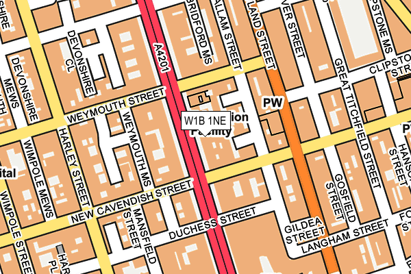 W1B 1NE map - OS OpenMap – Local (Ordnance Survey)