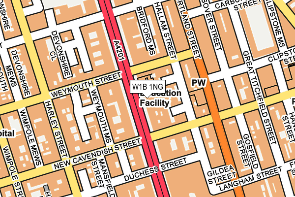 W1B 1NG map - OS OpenMap – Local (Ordnance Survey)