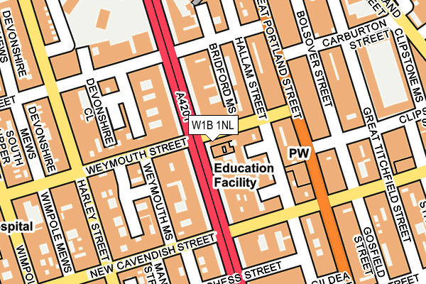 W1B 1NL map - OS OpenMap – Local (Ordnance Survey)
