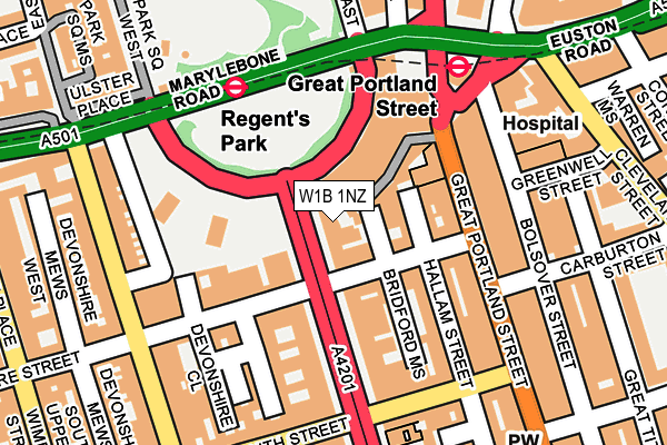 W1B 1NZ map - OS OpenMap – Local (Ordnance Survey)