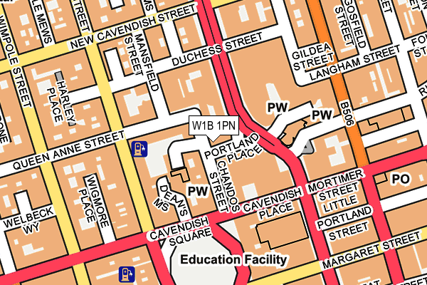 W1B 1PN map - OS OpenMap – Local (Ordnance Survey)