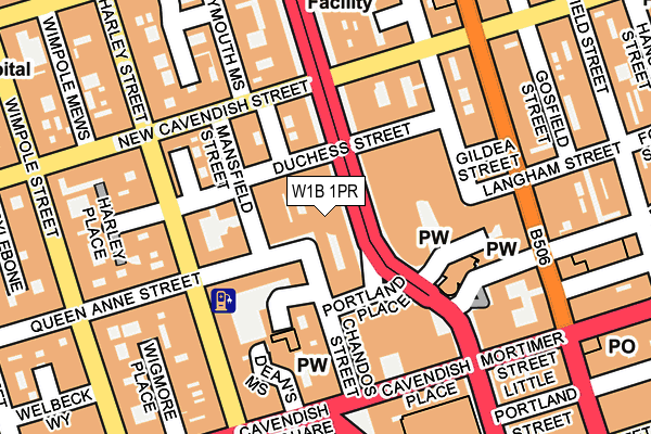 W1B 1PR map - OS OpenMap – Local (Ordnance Survey)