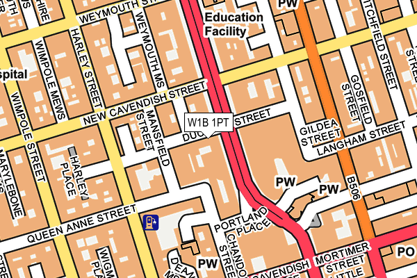 W1B 1PT map - OS OpenMap – Local (Ordnance Survey)