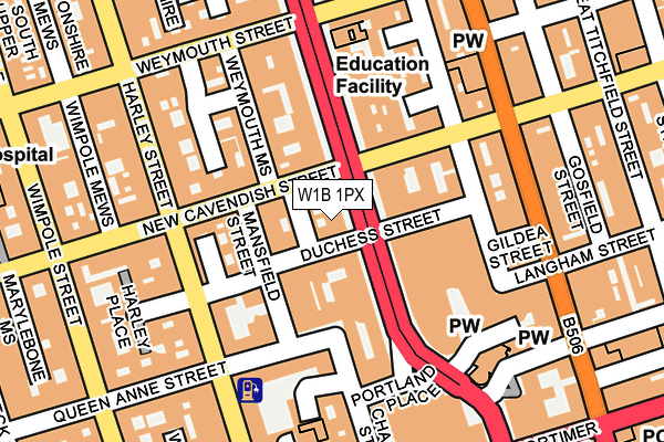 W1B 1PX map - OS OpenMap – Local (Ordnance Survey)