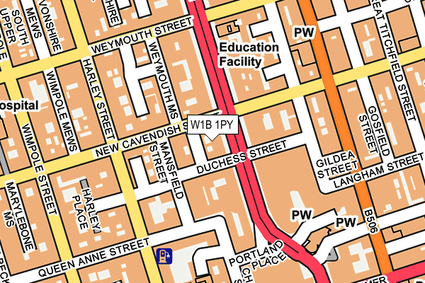 W1B 1PY map - OS OpenMap – Local (Ordnance Survey)