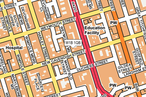 W1B 1QB map - OS OpenMap – Local (Ordnance Survey)