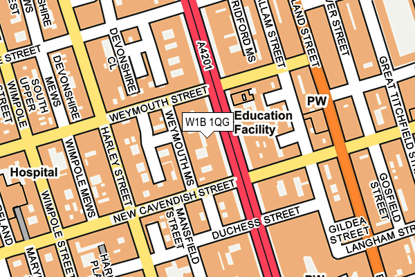W1B 1QG map - OS OpenMap – Local (Ordnance Survey)