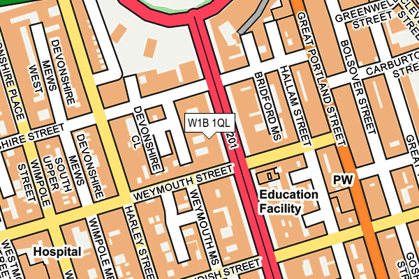 W1B 1QL map - OS OpenMap – Local (Ordnance Survey)