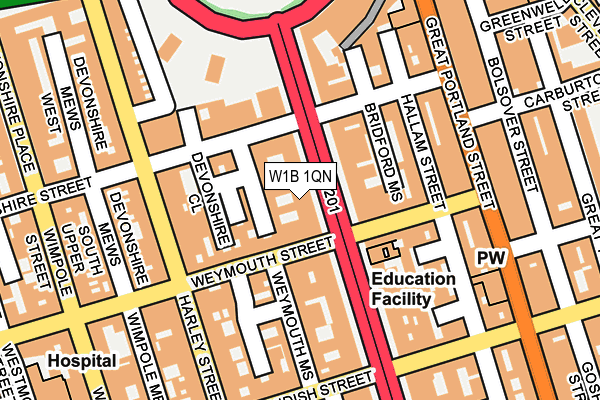 W1B 1QN map - OS OpenMap – Local (Ordnance Survey)