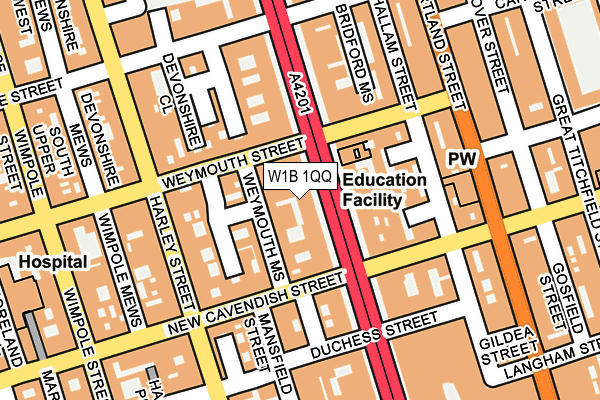 W1B 1QQ map - OS OpenMap – Local (Ordnance Survey)