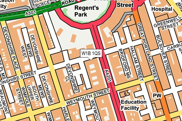 W1B 1QS map - OS OpenMap – Local (Ordnance Survey)