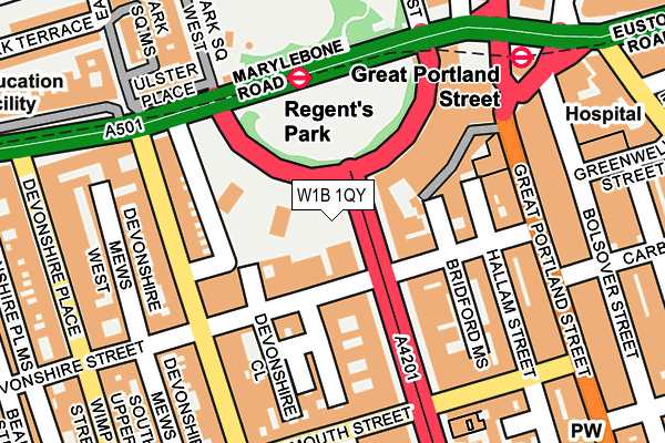 W1B 1QY map - OS OpenMap – Local (Ordnance Survey)