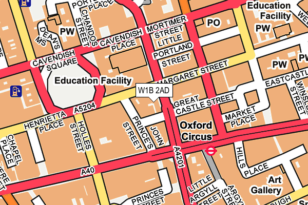 W1B 2AD map - OS OpenMap – Local (Ordnance Survey)