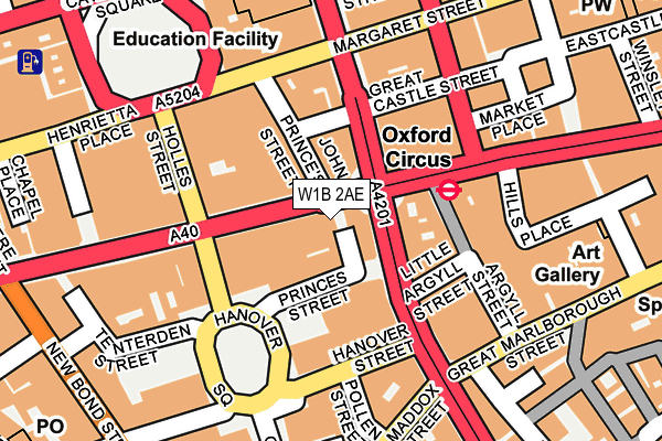 W1B 2AE map - OS OpenMap – Local (Ordnance Survey)