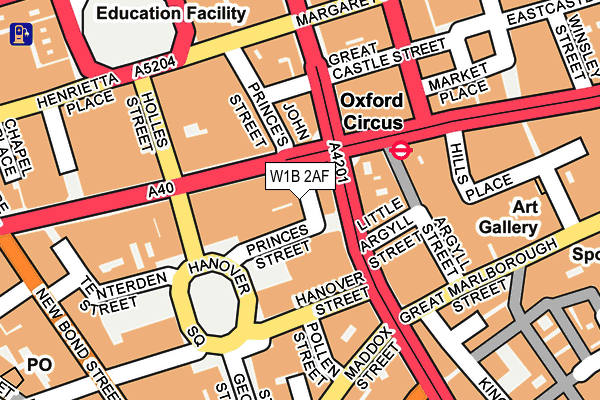 W1B 2AF map - OS OpenMap – Local (Ordnance Survey)