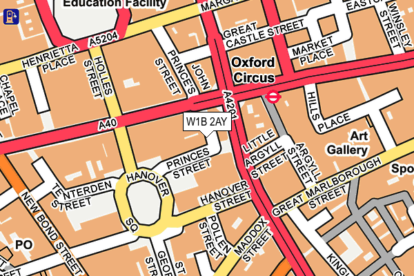 W1B 2AY map - OS OpenMap – Local (Ordnance Survey)