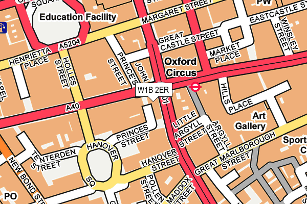 W1B 2ER map - OS OpenMap – Local (Ordnance Survey)