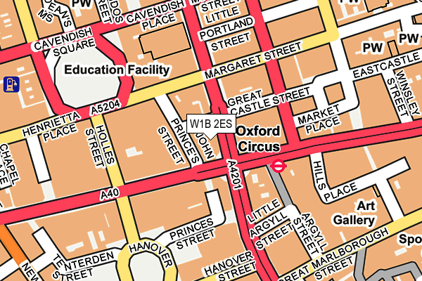 W1B 2ES map - OS OpenMap – Local (Ordnance Survey)