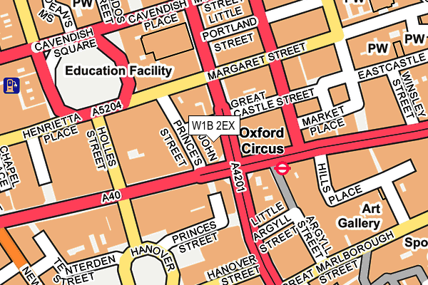 W1B 2EX map - OS OpenMap – Local (Ordnance Survey)